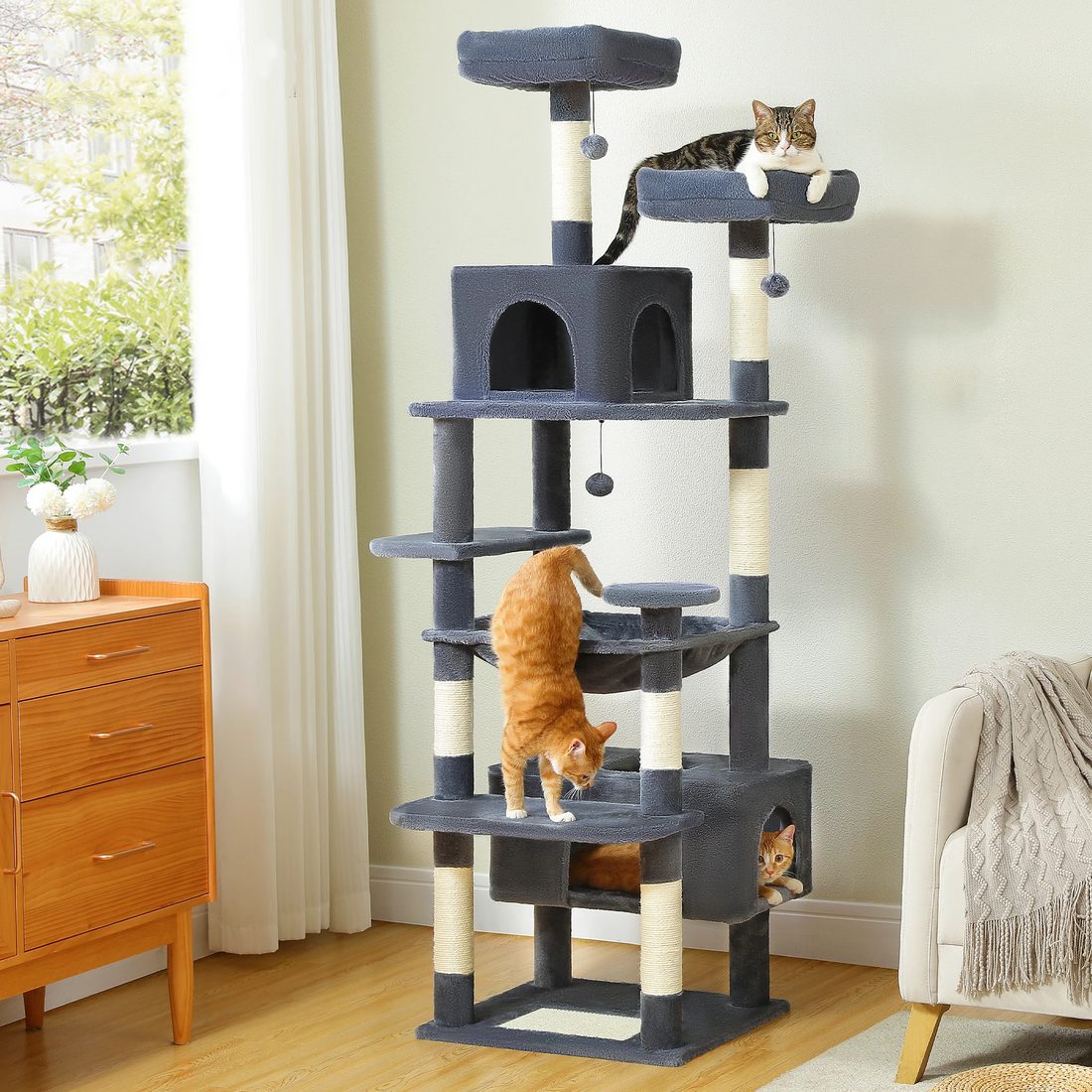 XXL Cat Tree Activity Centre, 184 cm, 2 Condos and Hammock — photo 2