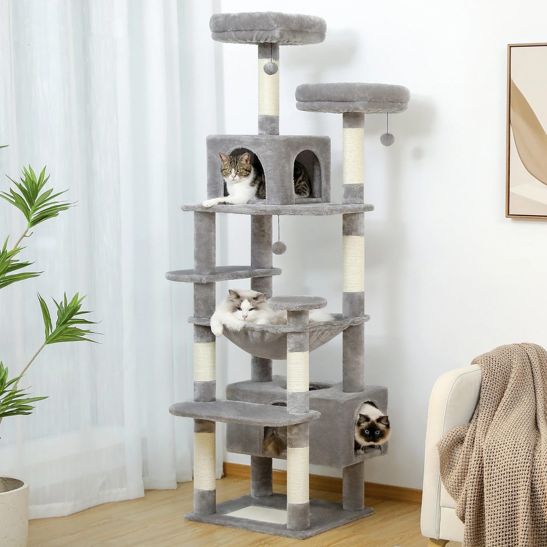 XXL Cat Tree Activity Centre, 184 cm, 2 Condos and Hammock — photo 3