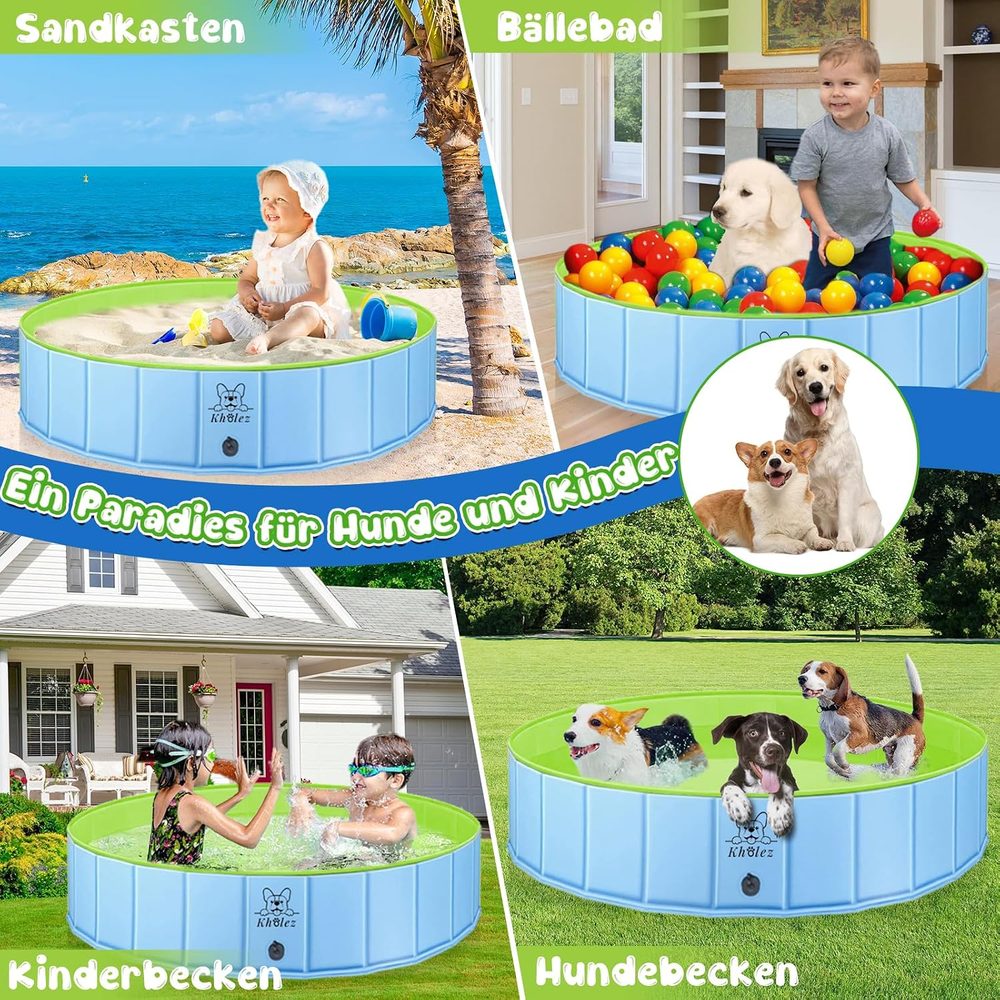 Foldable dog spa pool with brush and hose adapter, 120 / 160 cm — 11