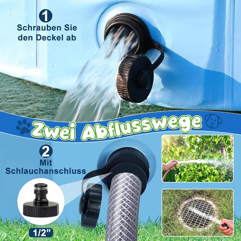 Foldable dog spa pool with brush and hose adapter, 120 / 160 cm — 5
