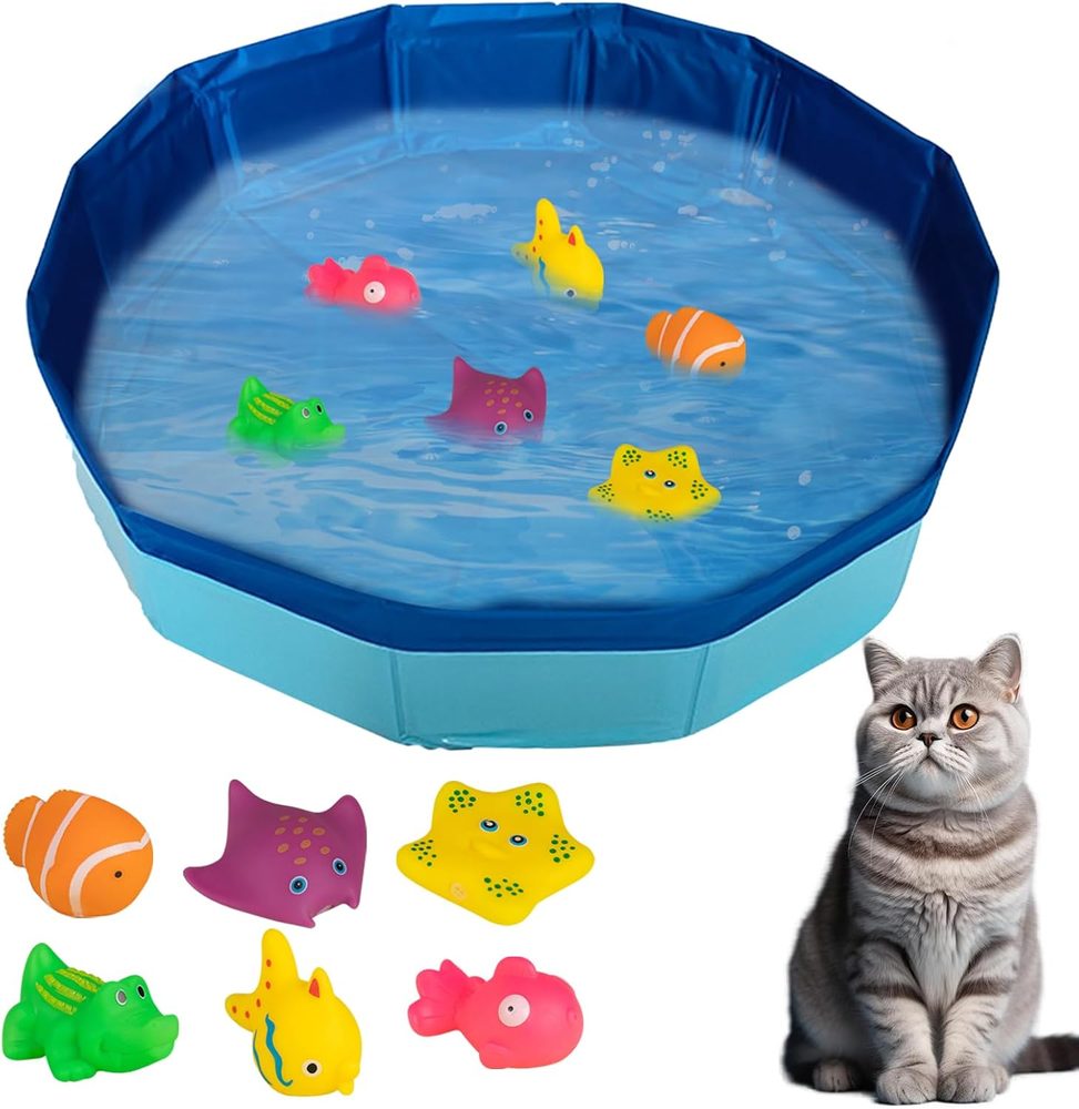 Mini cat pool with six floating fish, 50 cm — 9