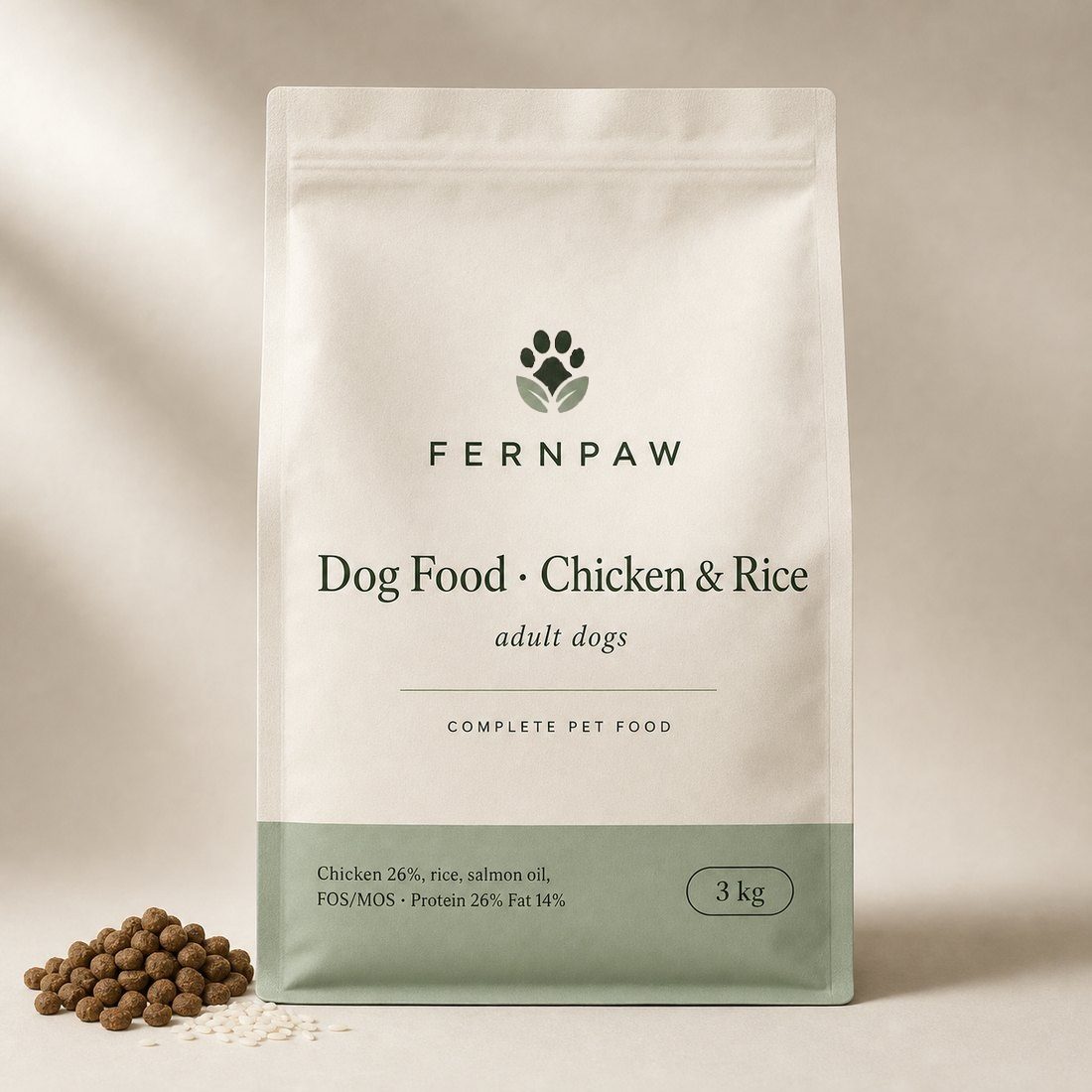 Complete dry dog food: chicken and rice, 3 kg - photo 1