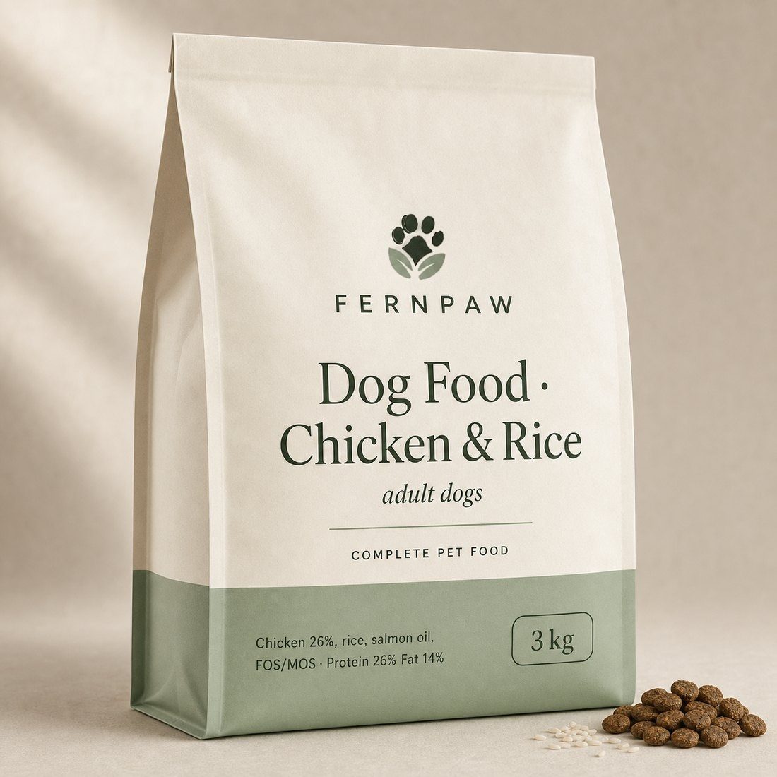Complete dry dog food: chicken and rice, 3 kg - photo 2
