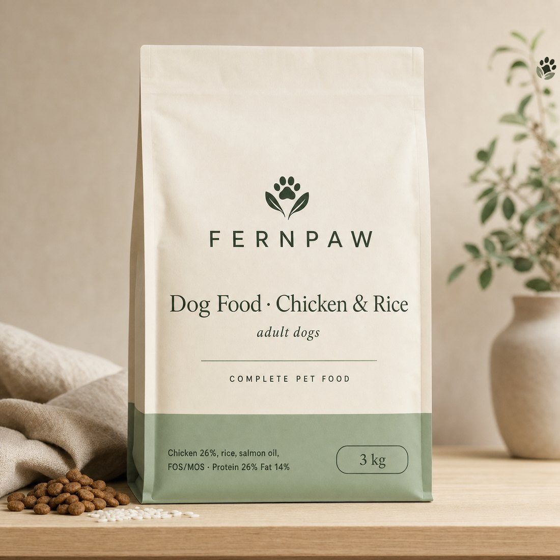Complete dry dog food: chicken and rice, 3 kg - photo 3