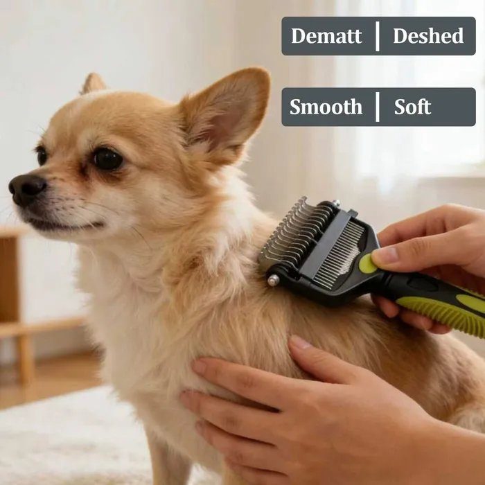 Double-sided brush-deshedder for dogs and cats - photo 3