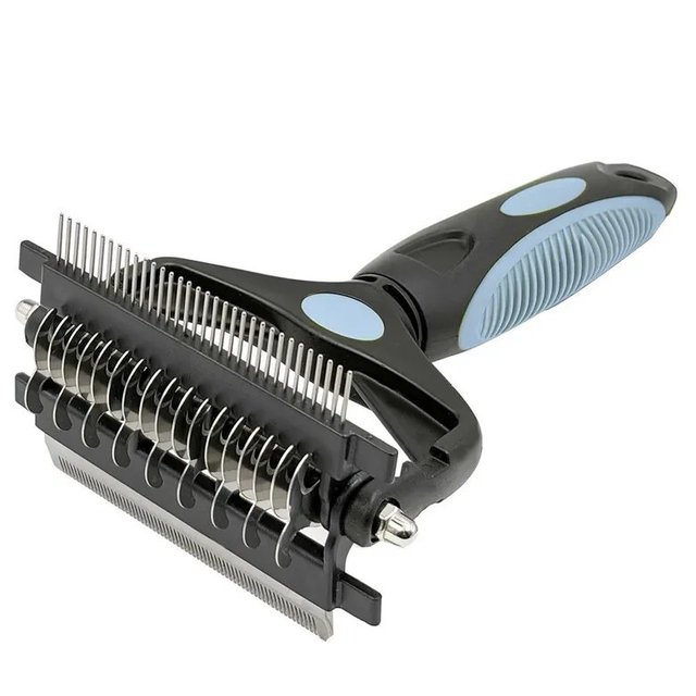 Double-sided brush-deshedder for dogs and cats