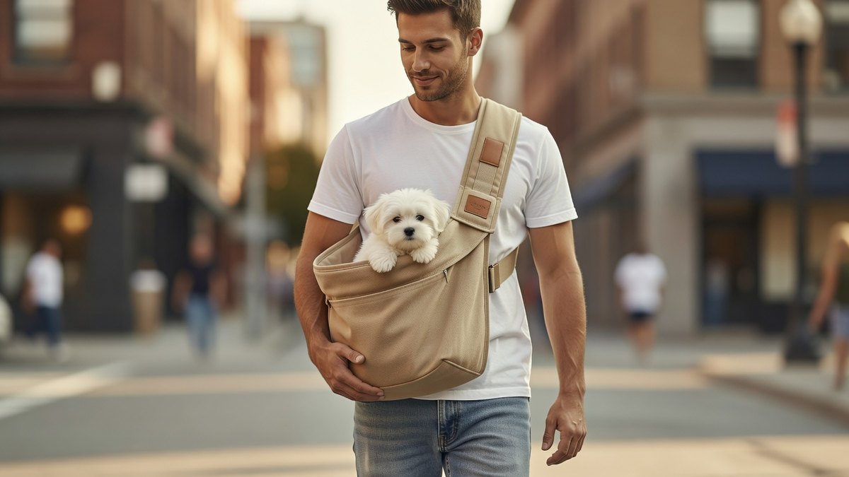 Front sling carrier for dogs and cats up to 7 kg, dense cotton canvas