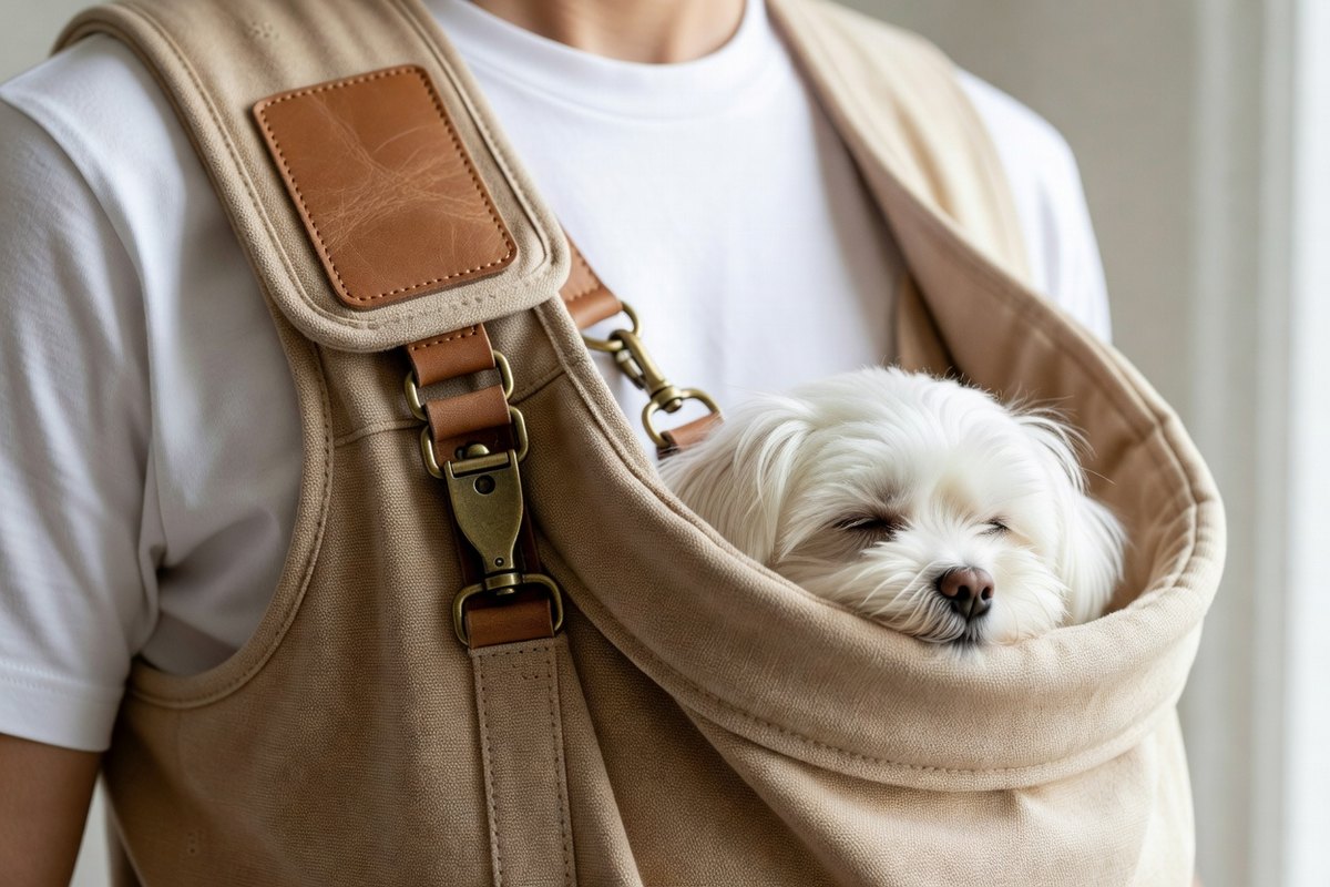 Front sling carrier for dogs and cats up to 7 kg, dense cotton canvas - photo 2